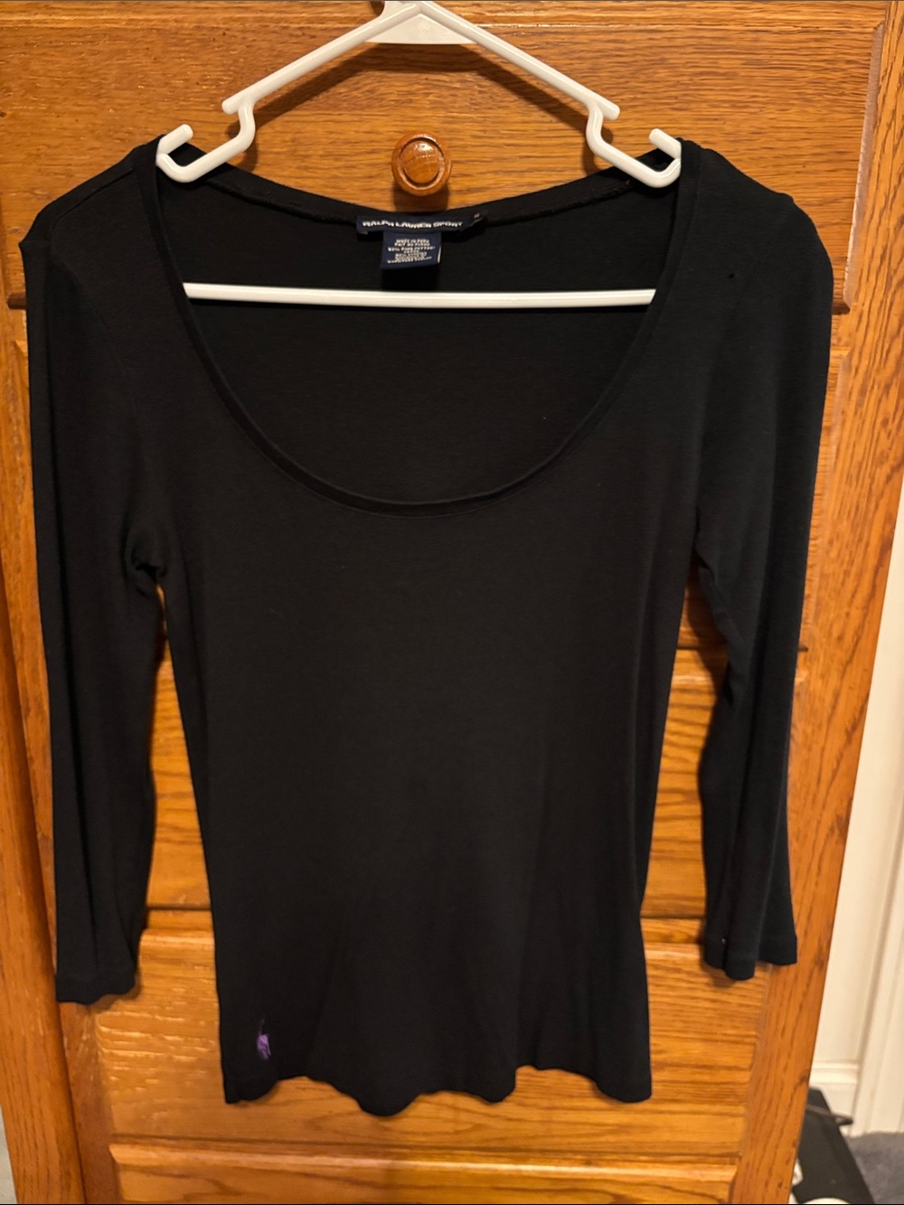 Ralph Lauren Black Long-Sleeve Scoop Neck Tee